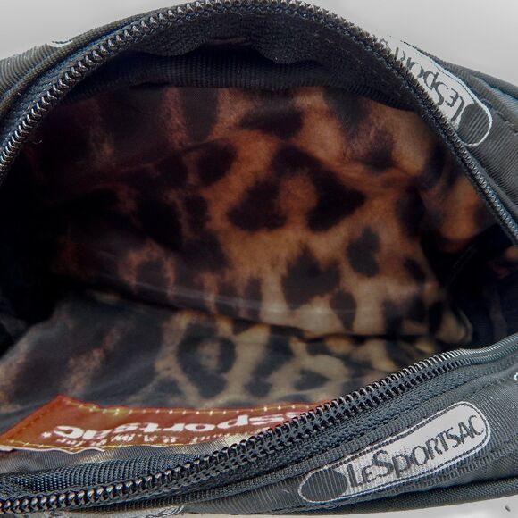 L.A.M.B. LeSportsac Black Rasta Stripe Makeup Bag Gwen Stefani Leopard - Picture 11 of 11